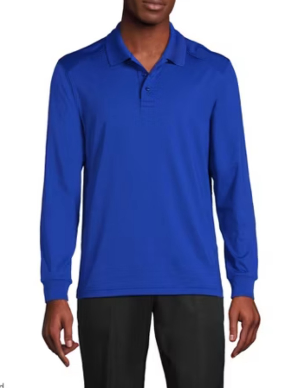 Lands Ends Long Sleeve Colbalt Blue Polo Shirt Size L 42-44. Excellent Condition